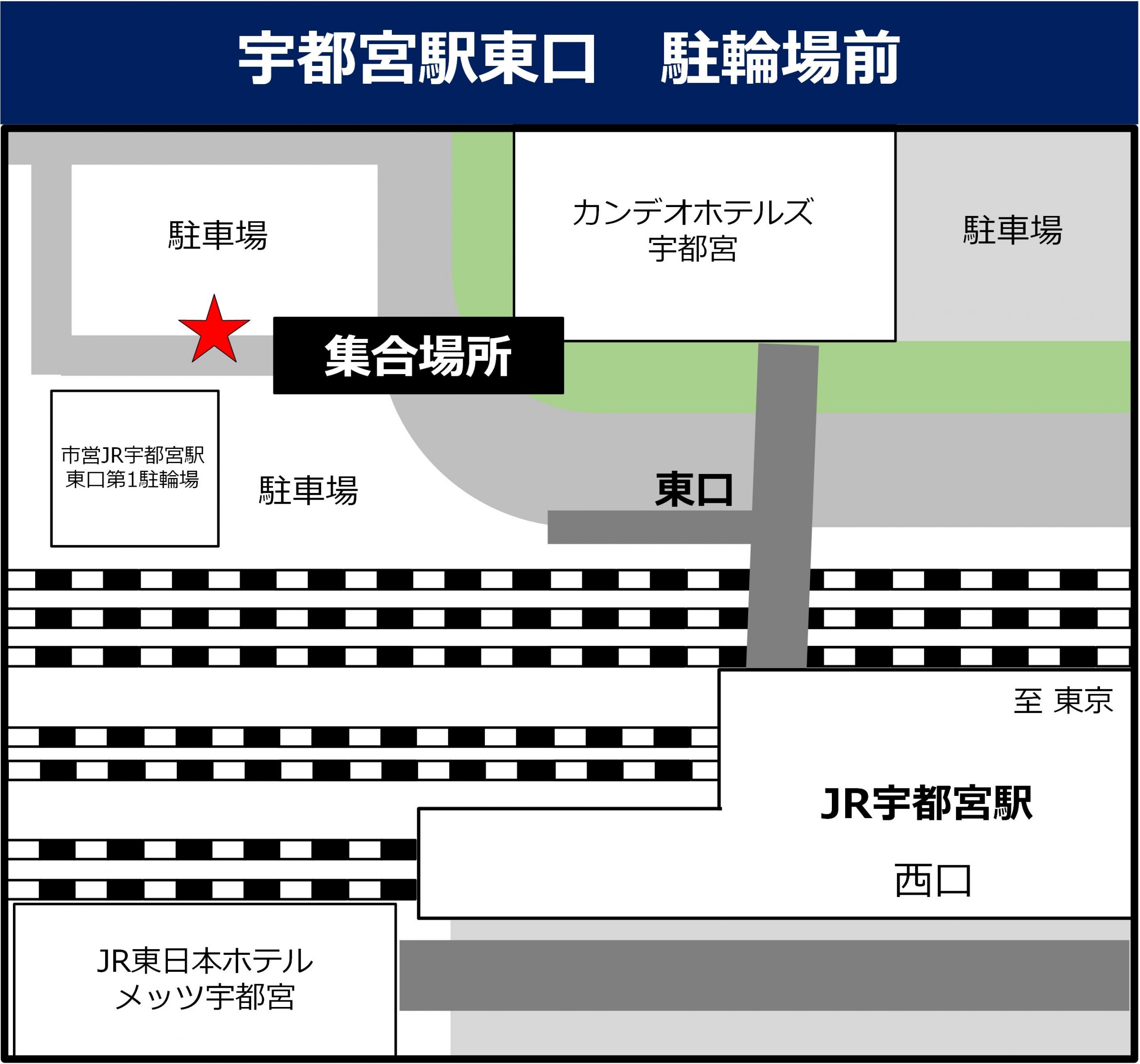 宇都宮駅東口　駐輪場前の地図